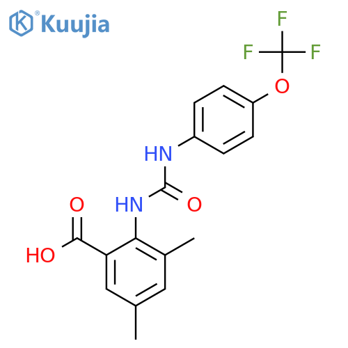 3,5-Dimethyl-2-(((4-(trifluoromethoxy)phenyl)amino)carbonylamino)benzoic acid structure
