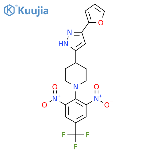 1-[2,6-DINITRO-4-(TRIFLUOROMETHYL)PHENYL]-4-[5-(2-FURYL)-1H-PYRAZOL-3-YL]PIPERIDINE structure