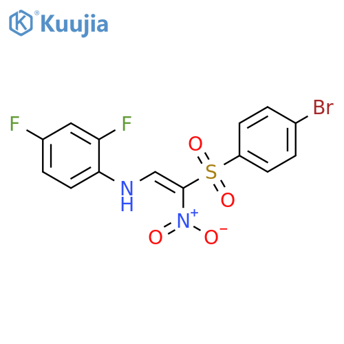 N-[(E)-2-(4-bromophenyl)sulfonyl-2-nitroethenyl]-2,4-difluoroaniline structure