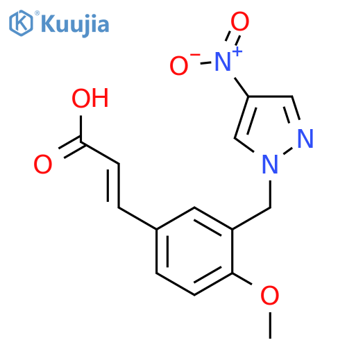 (2E)-3-{4-Methoxy-3-(4-nitro-1H-pyrazol-1-yl)methylphenyl}acrylic Acid structure