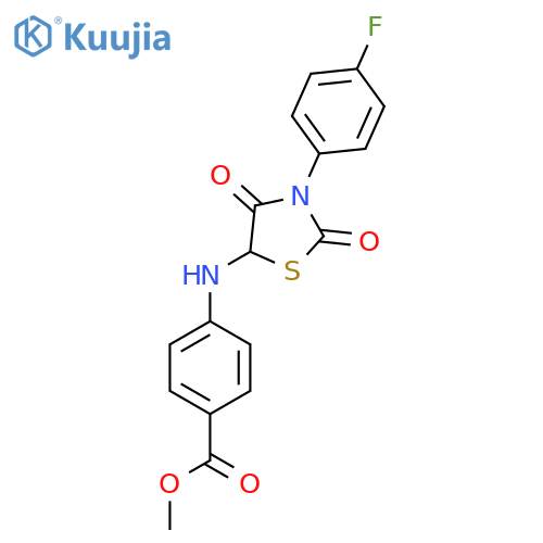 methyl 4-{[3-(4-fluorophenyl)-2,4-dioxo-1,3-thiazolidin-5-yl]amino}benzoate structure