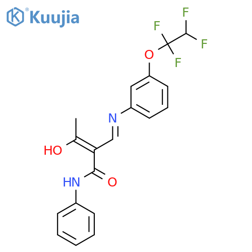 (Z)-3-Hydroxy-N-phenyl-2-[[3-(1,1,2,2-tetrafluoroethoxy)phenyl]iminomethyl]but-2-enamide structure