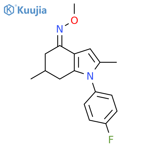 (Z)-1-(4-Fluorophenyl)-N-methoxy-2,6-dimethyl-6,7-dihydro-5H-indol-4-imine structure