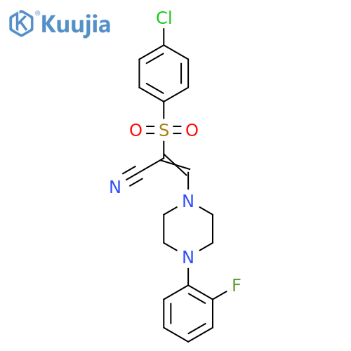 2-(4-Chlorophenyl)sulfonyl-3-[4-(2-fluorophenyl)piperazin-1-yl]prop-2-enenitrile structure