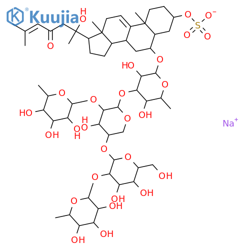 Cholesta-9(11),24-dien-23-one,6-[(O-6-deoxy-b-D-galactopyranosyl-(1&reg;2)-O-b-D-glucopyranosyl-(1&reg;4)-O-[6-deoxy-b-D-glucopyranosyl-(1&reg;2)]-O-b-D-xylopyranosyl-(1&reg;3)-6-deoxy-b-D-glucopyranosyl)oxy]-20-hydroxy-3-(sulfooxy)-,monosodium salt, (3b,5a,6a,20x)- (9CI) structure