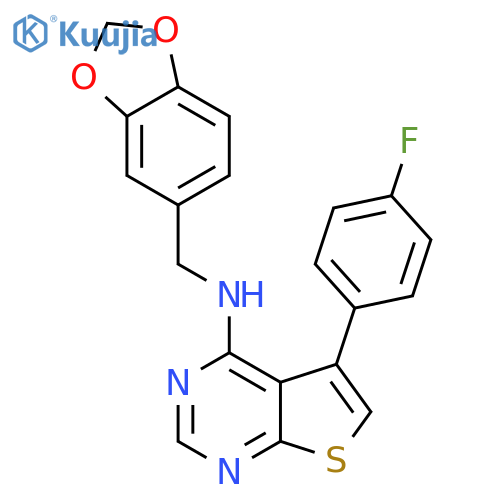 N-[(2H-1,3-benzodioxol-5-yl)methyl]-5-(4-fluorophenyl)thieno[2,3-d]pyrimidin-4-amine structure