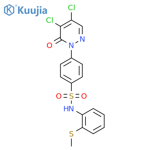 4-(4,5-dichloro-6-oxo-1,6-dihydropyridazin-1-yl)-N-2-(methylsulfanyl)phenylbenzene-1-sulfonamide structure