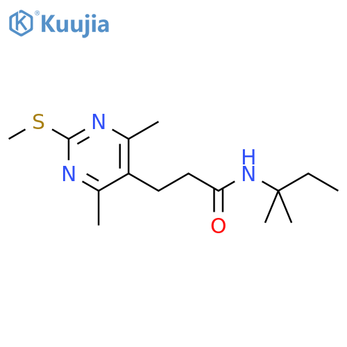 3-4,6-dimethyl-2-(methylsulfanyl)pyrimidin-5-yl-N-(2-methylbutan-2-yl)propanamide structure