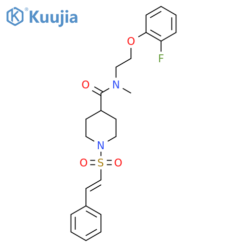N-[2-(2-fluorophenoxy)ethyl]-N-methyl-1-(2-phenylethenesulfonyl)piperidine-4-carboxamide structure