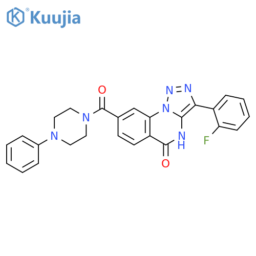 3-(2-fluorophenyl)-8-(4-phenylpiperazine-1-carbonyl)-4H,5H-[1,2,3]triazolo[1,5-a]quinazolin-5-one structure