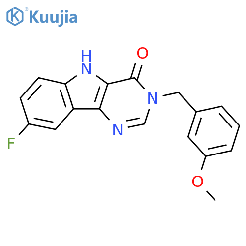 8-fluoro-3-[(3-methoxyphenyl)methyl]-3H,4H,5H-pyrimido[5,4-b]indol-4-one structure