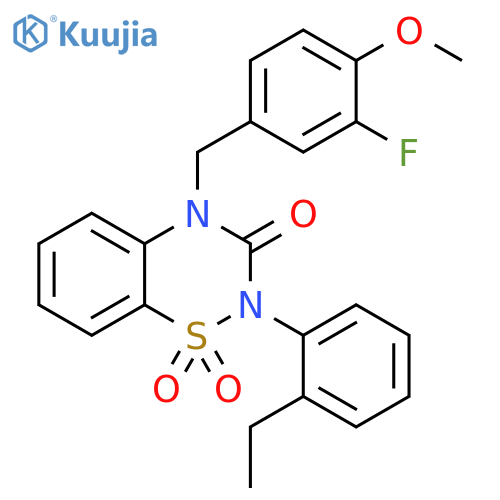 2-(2-ethylphenyl)-4-[(3-fluoro-4-methoxyphenyl)methyl]-3,4-dihydro-2H-1lambda6,2,4-benzothiadiazine-1,1,3-trione structure