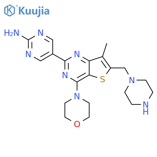 5-(7-Methyl-4-morpholino-6-(piperazin-1-ylmethyl)thieno[3,2-d]pyrimidin-2-yl)pyrimidin-2-amine structure