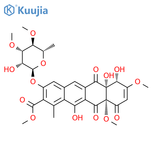 2-Naphthacenecarboxylicacid, 3-[(6-deoxy-3,4-di-O-methyl-a-L-mannopyranosyl)oxy]-6,6a,7,10,10a,11-hexahydro-6a,7,12-trihydroxy-8,10a-dimethoxy-1-methyl-6,10,11-trioxo-,methyl ester, (6aR,7S,10aR)- (9CI) structure