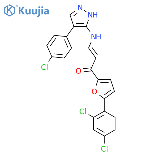 (E)-3-([4-(4-CHLOROPHENYL)-1H-PYRAZOL-5-YL]AMINO)-1-[5-(2,4-DICHLOROPHENYL)-2-FURYL]-2-PROPEN-1-ONE structure