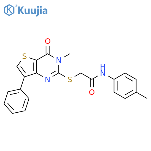2-({3-methyl-4-oxo-7-phenyl-3H,4H-thieno[3,2-d]pyrimidin-2-yl}sulfanyl)-N-(4-methylphenyl)acetamide structure
