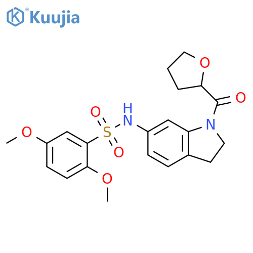 2,5-dimethoxy-N-[1-(oxolane-2-carbonyl)-2,3-dihydro-1H-indol-6-yl]benzene-1-sulfonamide structure