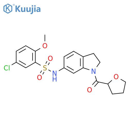 5-chloro-2-methoxy-N-[1-(oxolane-2-carbonyl)-2,3-dihydro-1H-indol-6-yl]benzene-1-sulfonamide structure