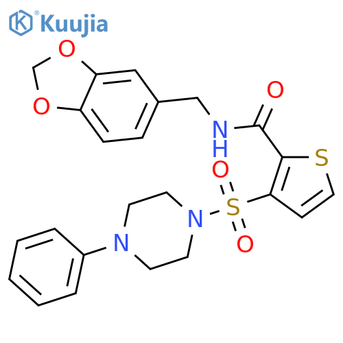 N-[(2H-1,3-benzodioxol-5-yl)methyl]-3-[(4-phenylpiperazin-1-yl)sulfonyl]thiophene-2-carboxamide structure