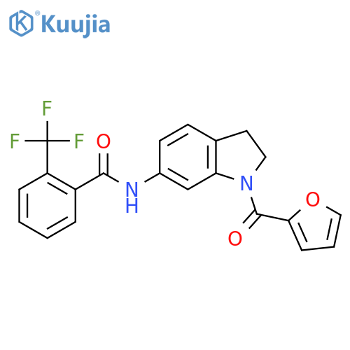 N-[1-(furan-2-carbonyl)-2,3-dihydro-1H-indol-6-yl]-2-(trifluoromethyl)benzamide structure