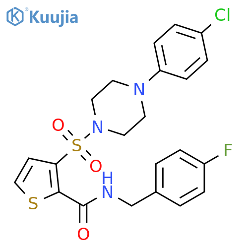 3-{[4-(4-chlorophenyl)piperazin-1-yl]sulfonyl}-N-[(4-fluorophenyl)methyl]thiophene-2-carboxamide structure