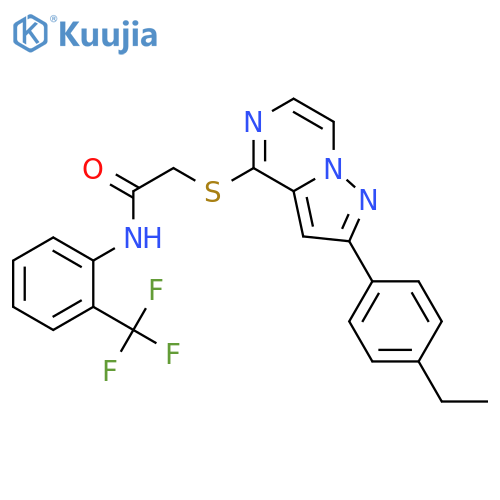 2-{[2-(4-ethylphenyl)pyrazolo[1,5-a]pyrazin-4-yl]sulfanyl}-N-[2-(trifluoromethyl)phenyl]acetamide structure