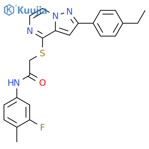 2-{[2-(4-ethylphenyl)pyrazolo[1,5-a]pyrazin-4-yl]sulfanyl}-N-(3-fluoro-4-methylphenyl)acetamide structure
