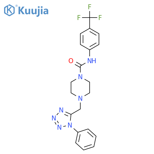 4-[(1-phenyl-1H-1,2,3,4-tetrazol-5-yl)methyl]-N-[4-(trifluoromethyl)phenyl]piperazine-1-carboxamide structure