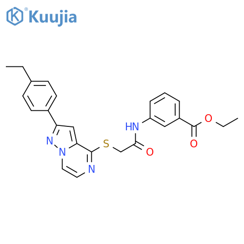 ethyl 3-(2-{[2-(4-ethylphenyl)pyrazolo[1,5-a]pyrazin-4-yl]sulfanyl}acetamido)benzoate structure