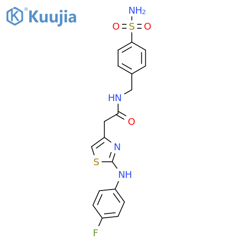 2-{2-[(4-fluorophenyl)amino]-1,3-thiazol-4-yl}-N-[(4-sulfamoylphenyl)methyl]acetamide structure