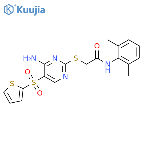 2-{[4-amino-5-(thiophene-2-sulfonyl)pyrimidin-2-yl]sulfanyl}-N-(2,6-dimethylphenyl)acetamide structure