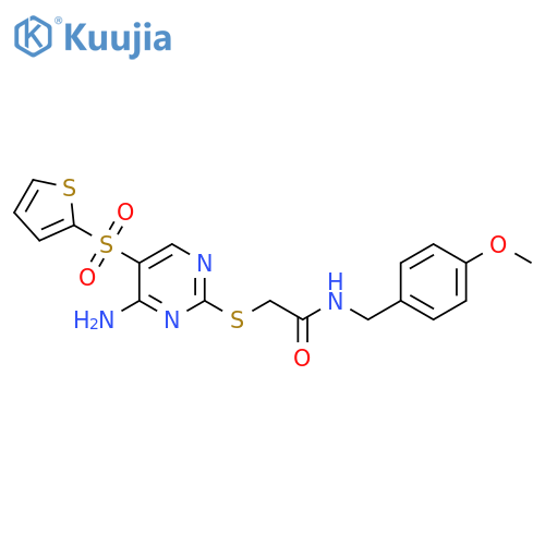 2-{[4-amino-5-(thiophene-2-sulfonyl)pyrimidin-2-yl]sulfanyl}-N-[(4-methoxyphenyl)methyl]acetamide structure