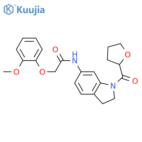 2-(2-methoxyphenoxy)-N-[1-(oxolane-2-carbonyl)-2,3-dihydro-1H-indol-6-yl]acetamide structure