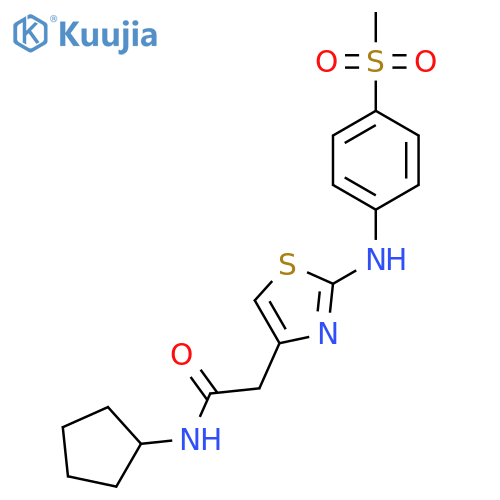 N-cyclopentyl-2-{2-[(4-methanesulfonylphenyl)amino]-1,3-thiazol-4-yl}acetamide structure
