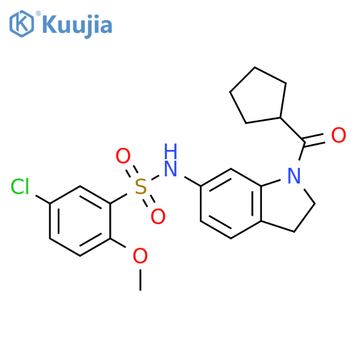 5-chloro-N-(1-cyclopentanecarbonyl-2,3-dihydro-1H-indol-6-yl)-2-methoxybenzene-1-sulfonamide structure
