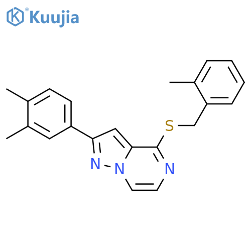 2-(3,4-dimethylphenyl)-4-{[(2-methylphenyl)methyl]sulfanyl}pyrazolo[1,5-a]pyrazine structure