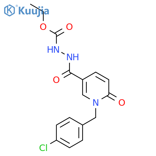 1-[(4-chlorophenyl)methyl]-N'-(ethoxycarbonyl)-6-oxo-1,6-dihydropyridine-3-carbohydrazide structure