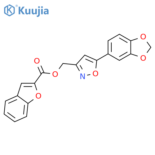 [5-(2H-1,3-benzodioxol-5-yl)-1,2-oxazol-3-yl]methyl 1-benzofuran-2-carboxylate structure