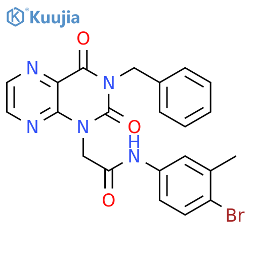 2-(3-benzyl-2,4-dioxo-1,2,3,4-tetrahydropteridin-1-yl)-N-(4-bromo-3-methylphenyl)acetamide structure