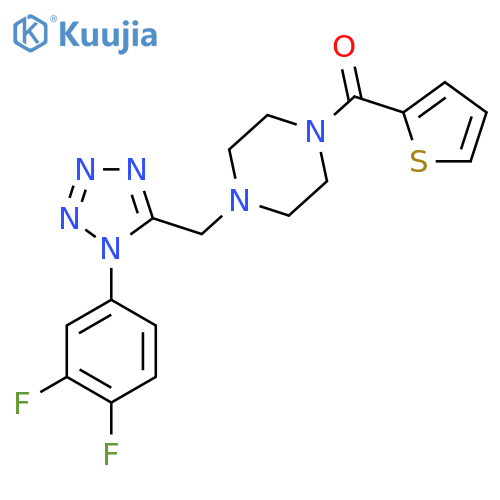 1-{[1-(3,4-difluorophenyl)-1H-1,2,3,4-tetrazol-5-yl]methyl}-4-(thiophene-2-carbonyl)piperazine structure