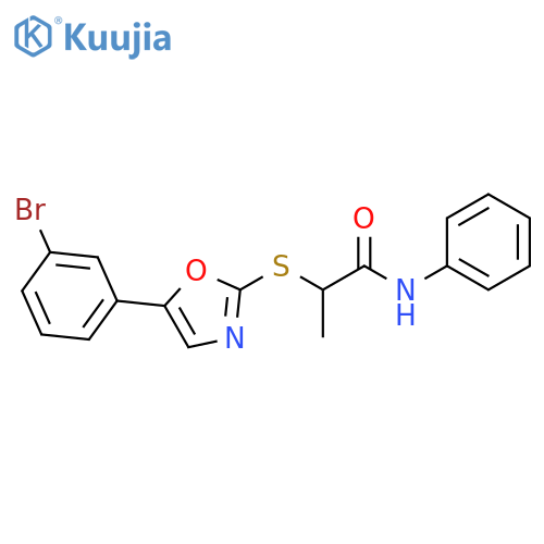2-{[5-(3-bromophenyl)-1,3-oxazol-2-yl]sulfanyl}-N-phenylpropanamide structure
