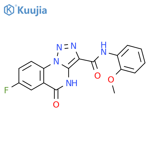 7-fluoro-N-(2-methoxyphenyl)-5-oxo-4H,5H-[1,2,3]triazolo[1,5-a]quinazoline-3-carboxamide structure