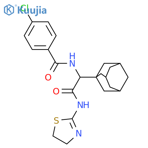2-(adamantan-1-yl)-2-[(4-chlorophenyl)formamido]-N-(4,5-dihydro-1,3-thiazol-2-yl)acetamide structure