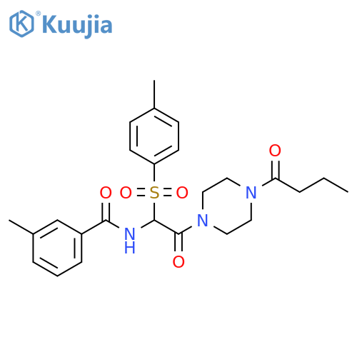 N-[2-(4-butanoylpiperazin-1-yl)-1-(4-methylbenzenesulfonyl)-2-oxoethyl]-3-methylbenzamide structure
