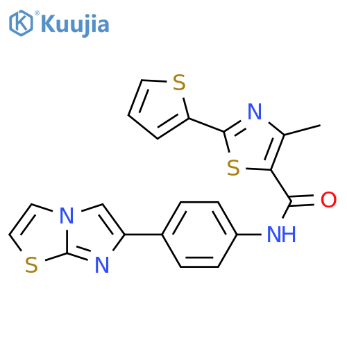 N-(4-{imidazo[2,1-b][1,3]thiazol-6-yl}phenyl)-4-methyl-2-(thiophen-2-yl)-1,3-thiazole-5-carboxamide structure