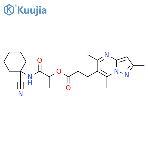 1-[(1-Cyanocyclohexyl)carbamoyl]ethyl 3-{2,5,7-trimethylpyrazolo[1,5-a]pyrimidin-6-yl}propanoate structure