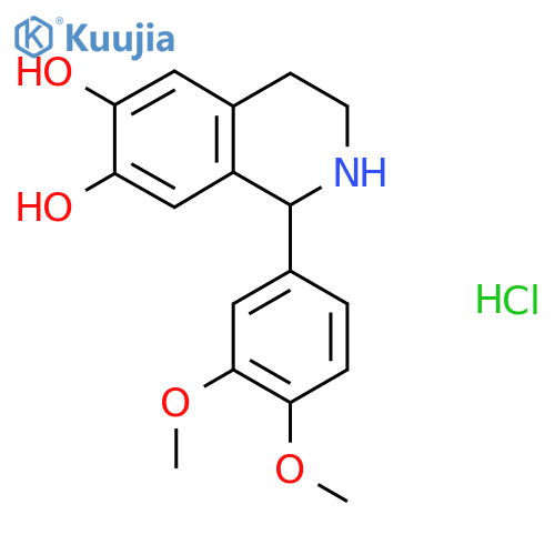 1-(3,4-Dimethoxyphenyl)-1,2,3,4-tetrahydroisoquinoline-6,7-diol hydrochloride structure