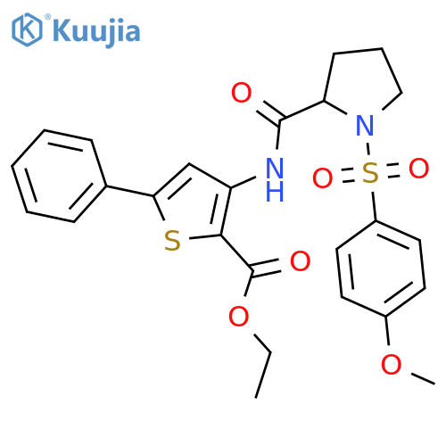 ethyl 3-[1-(4-methoxybenzenesulfonyl)pyrrolidine-2-amido]-5-phenylthiophene-2-carboxylate structure