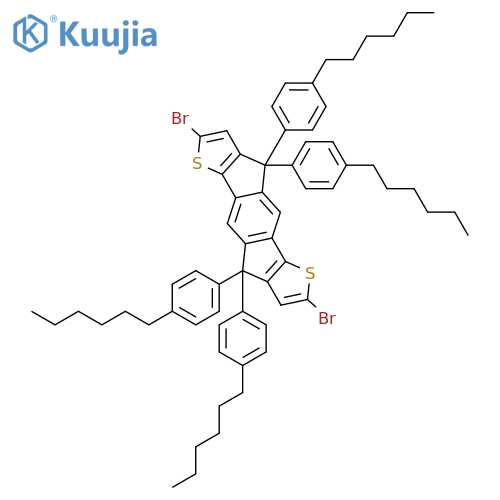 2,7-Dibromo-4,4,9,9-tetrakis(4-hexylphenyl)-4,9-dihydro-s-indaceno[1,2-b:5,6-b']dithiophene structure