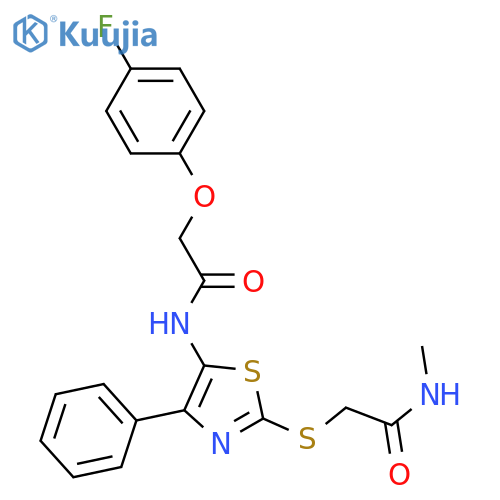 2-({5-[2-(4-fluorophenoxy)acetamido]-4-phenyl-1,3-thiazol-2-yl}sulfanyl)-N-methylacetamide structure